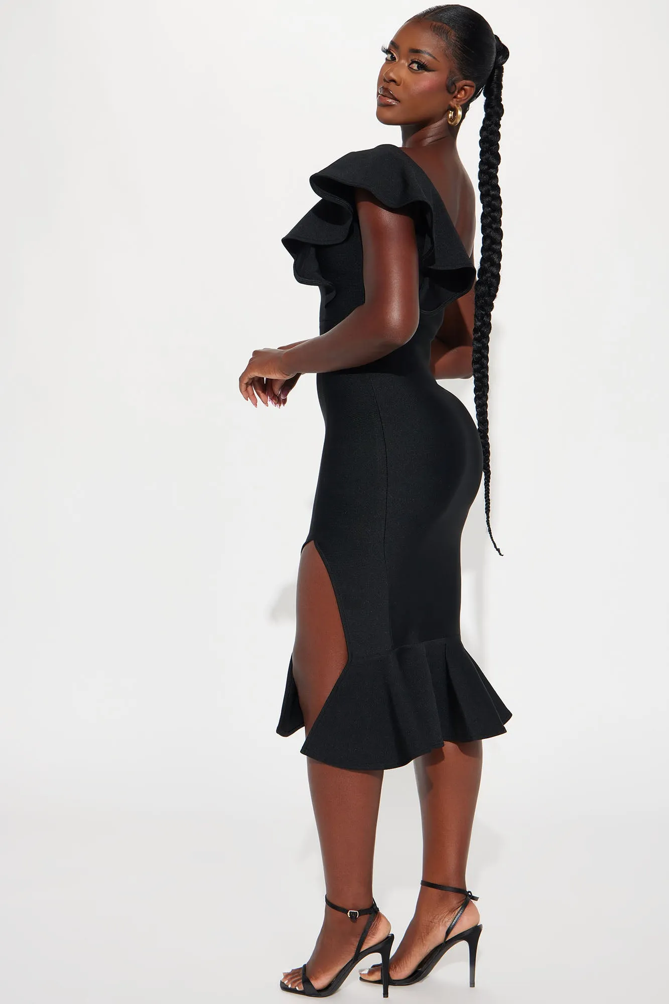 Alaia Bandage Midi Dress - Black