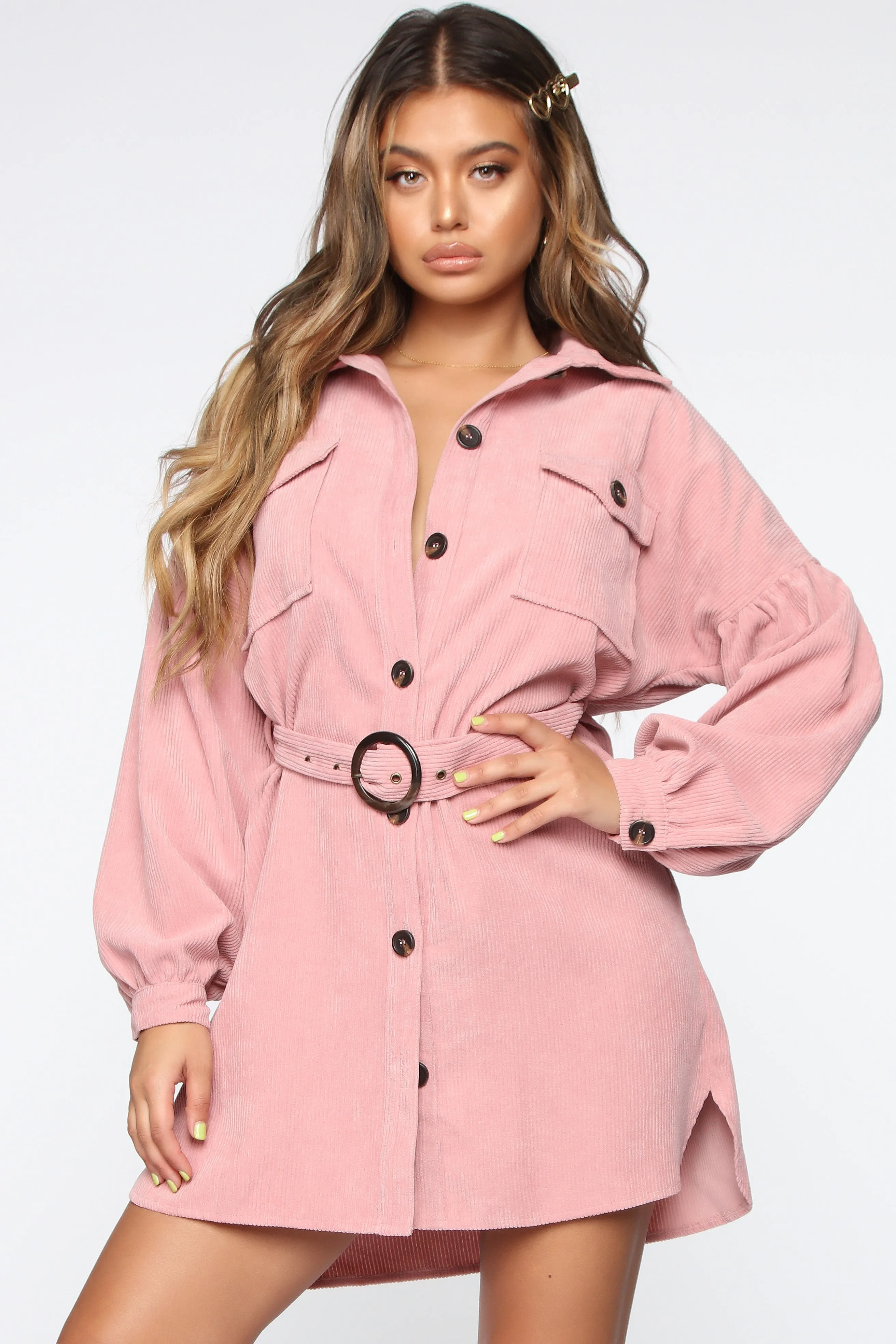 Are You All In Corduroy Mini Dress - Mauve