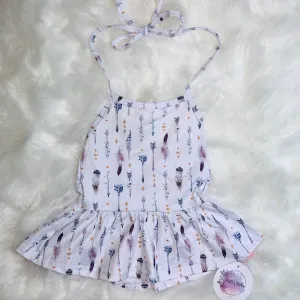 Feather arrows halter peplum