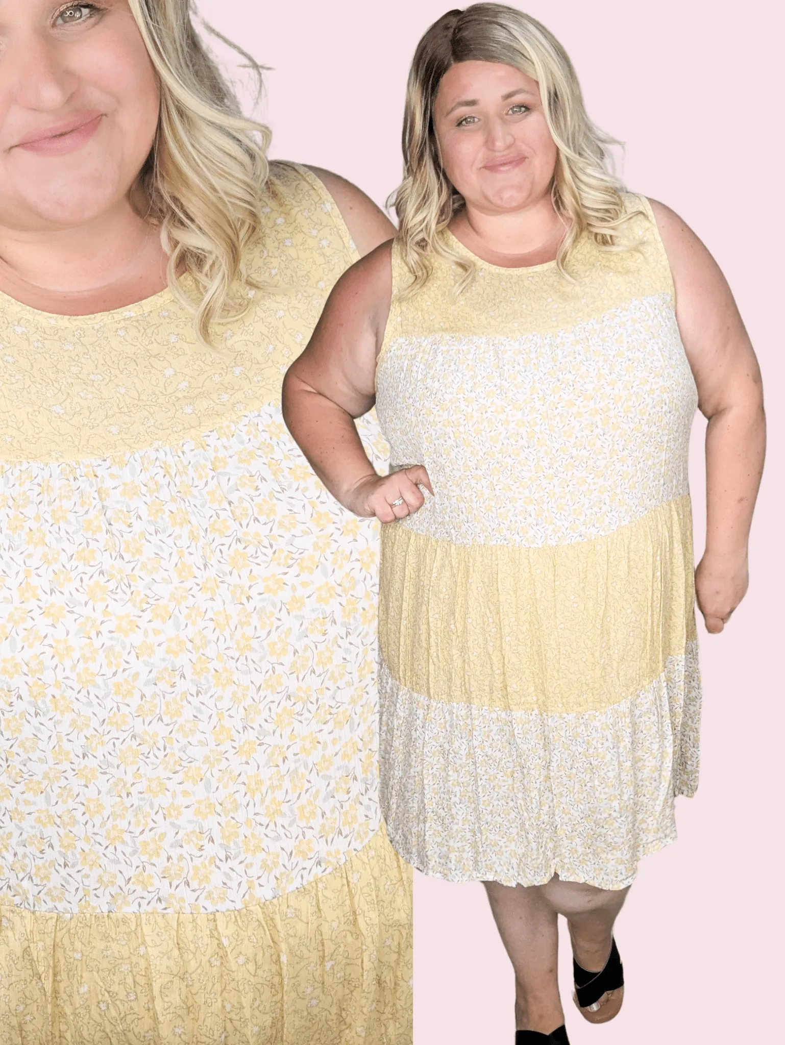Kat Floral Tiered Tank Dress in Garden Gala Yellow