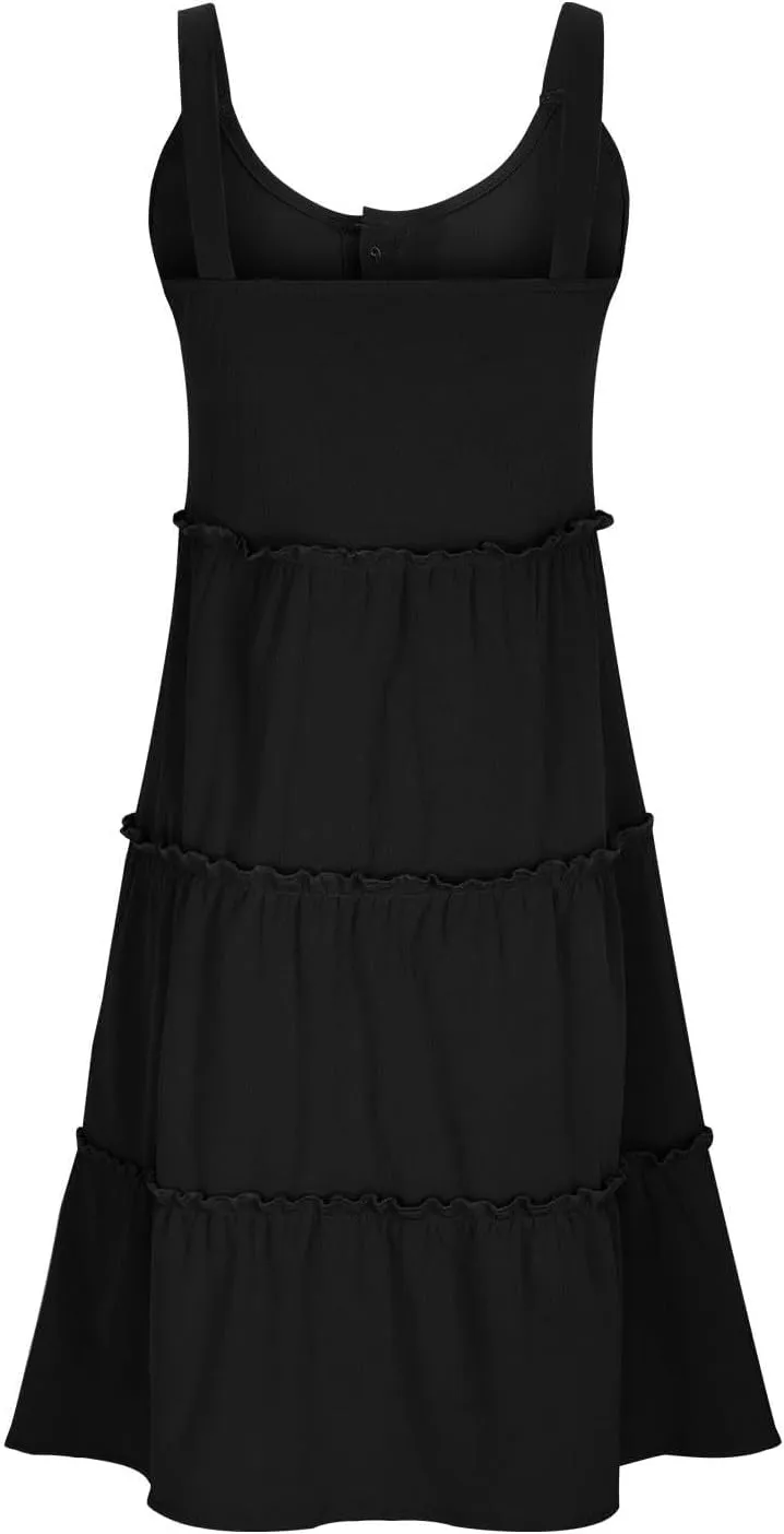Linen Sundresses for Women 2025 Sleeveless Tiered Short Dresses Summer Vacation Outfits Cute Casual Sun Dresses