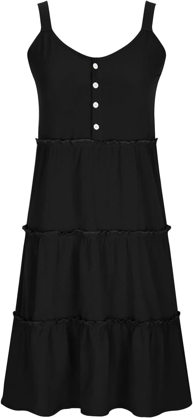 Linen Sundresses for Women 2025 Sleeveless Tiered Short Dresses Summer Vacation Outfits Cute Casual Sun Dresses