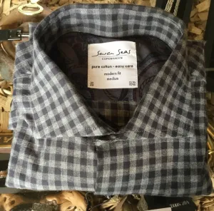 Seven Seas Cotton Flannel Grey Dress Shirt  Style S19684