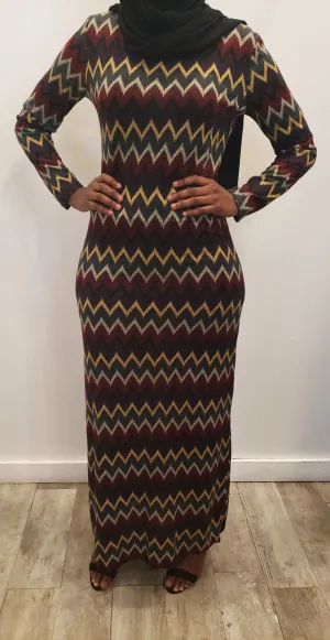 Winter Maxi Dress - ZigZag Bold